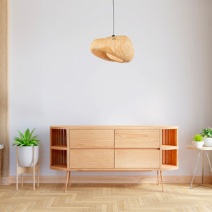 Suspension Design Bambou Naturel, 47x58 cm, Style Bohème