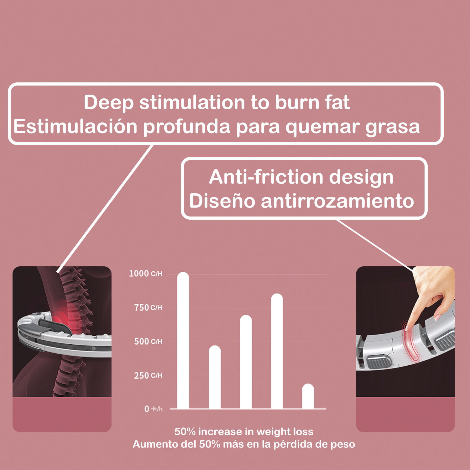 Aro de hula hoop T204 intelligente per il fitness e la muscolazione per la vita. Per uomini e donne (40 a 80Kg). 3 sezioni regolabili.