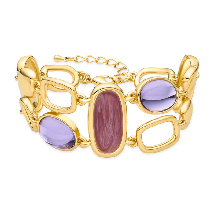 Pulsera con Lacado Multicolor acabado oro 18k