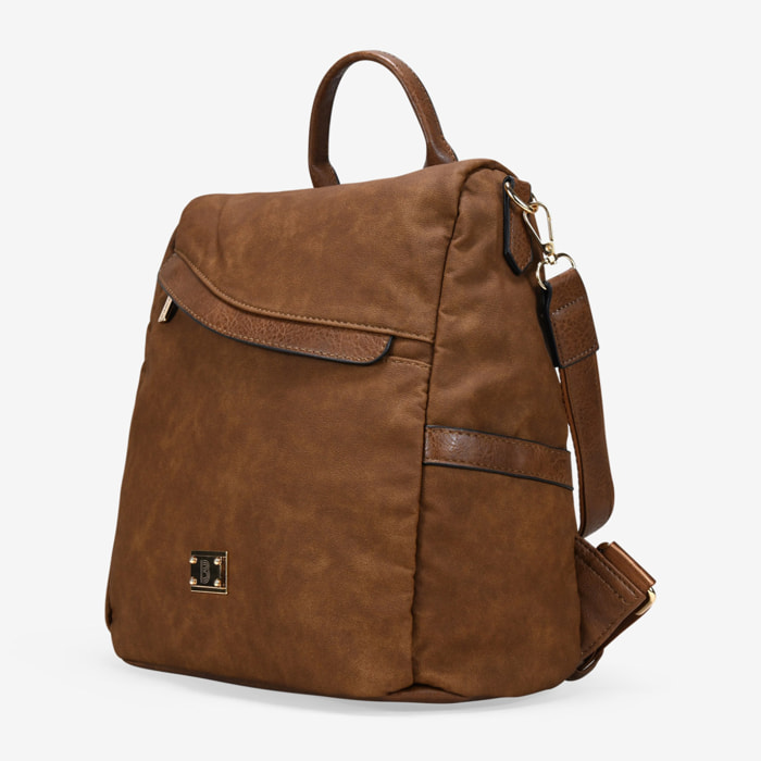 Mochila antirrobo marrón con cremallera