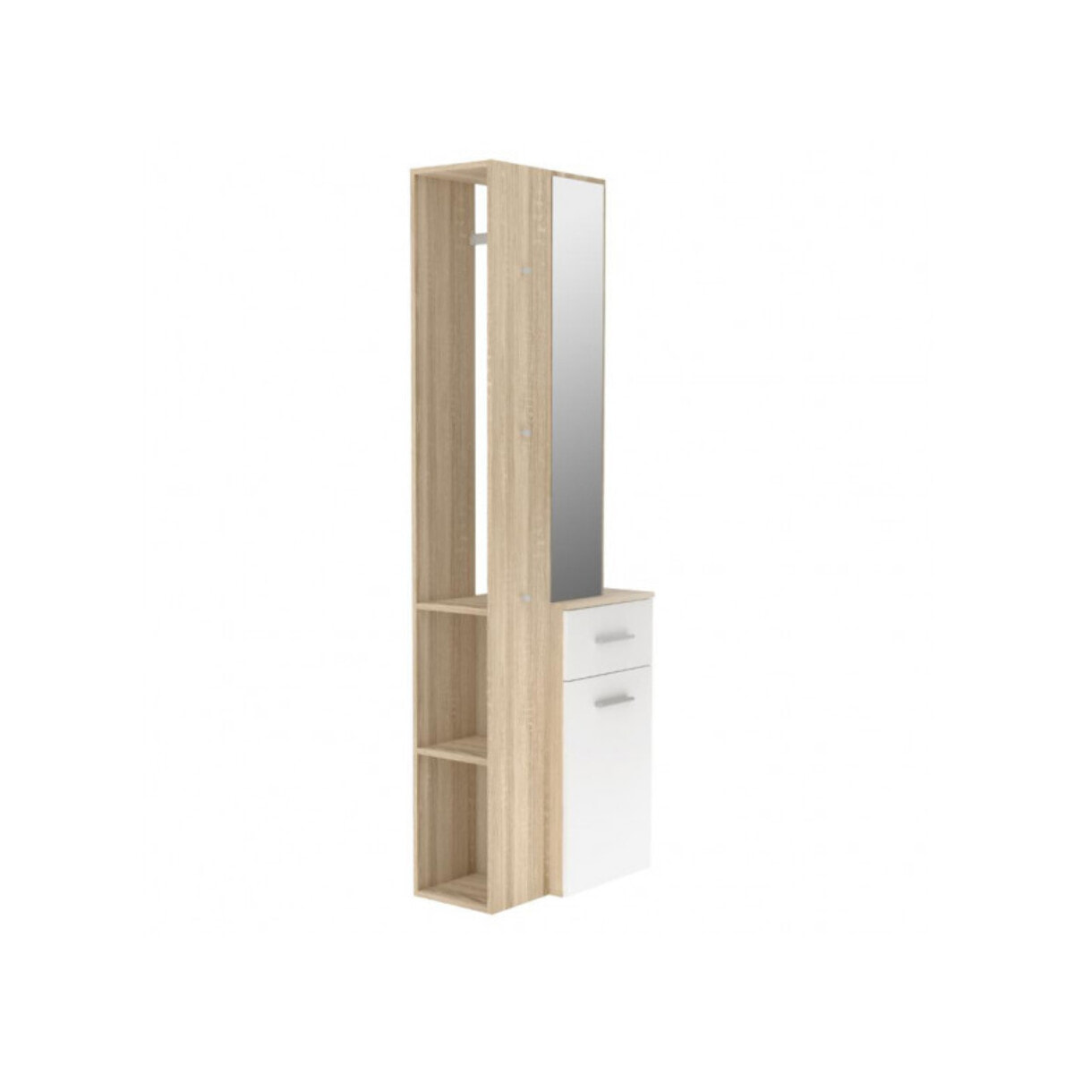 Vestiaire en bois avec rangements et miroir - 2 coloris - ROLL