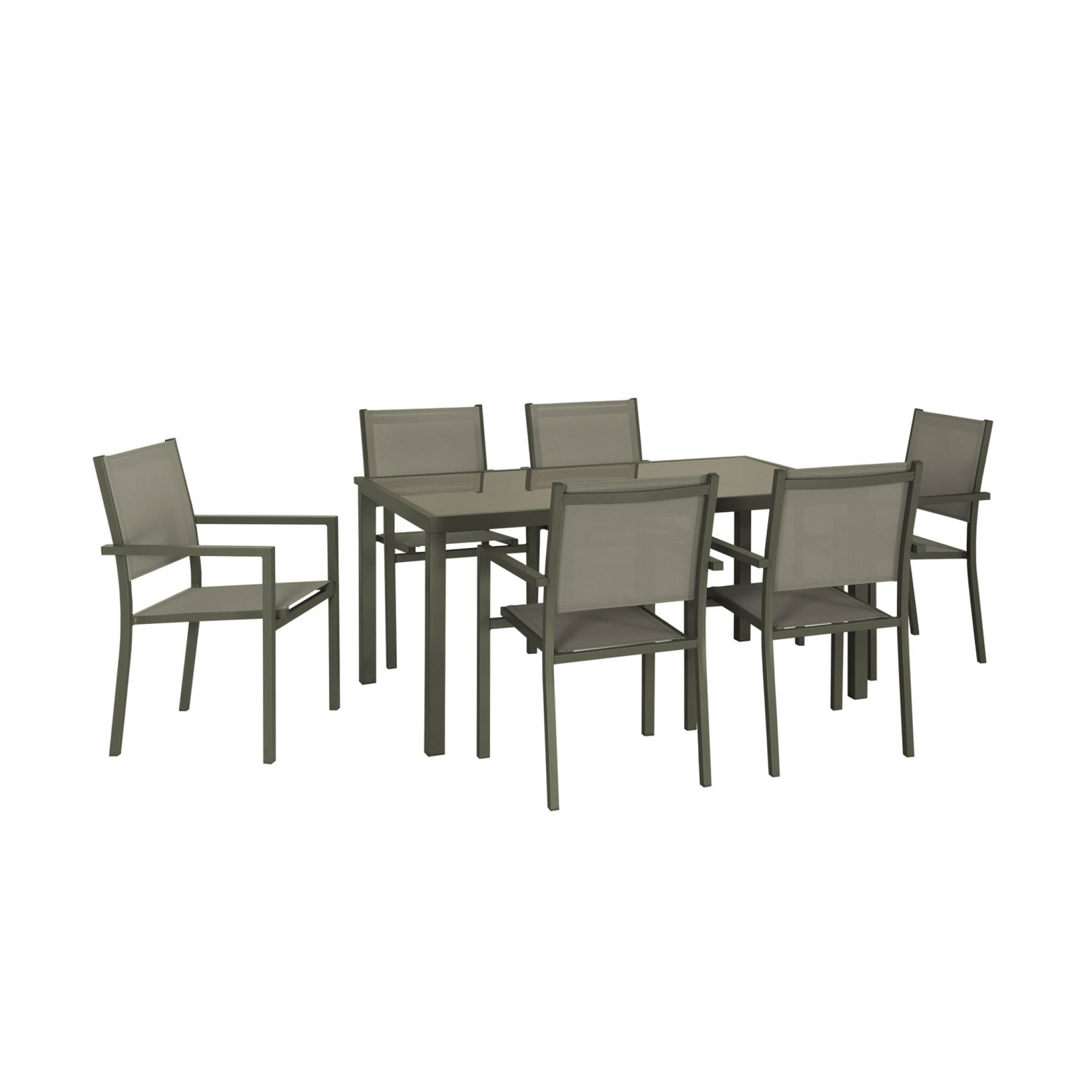 Table de jardin aluminium + 6 assises CAPUA 150