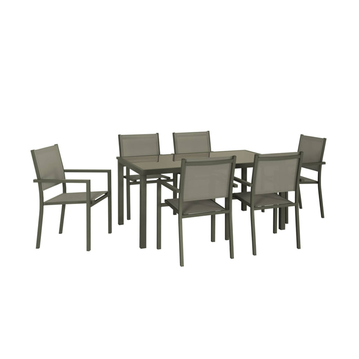 Table de jardin aluminium + 6 assises CAPUA 150