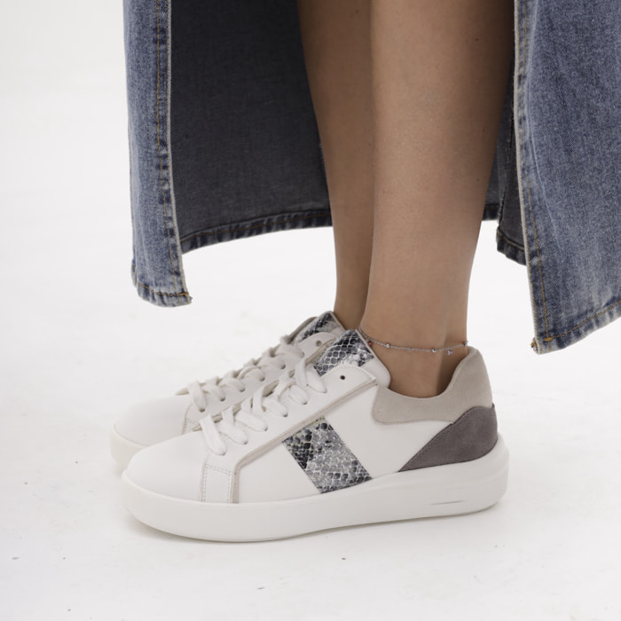 SNEAKERS PYTHON CHOCOLA' BIANCO/GRIGIO