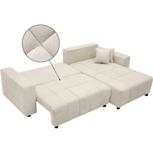 Canapé d'angle convertible style bubble tissu chenille "George" 4 places - Beige