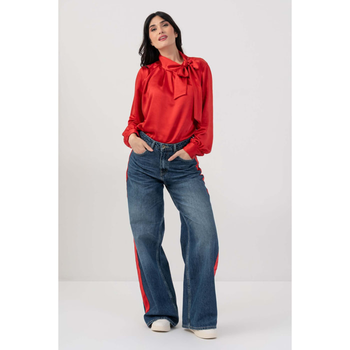 Kocca - Pantaloni in denim con banda laterale Donna