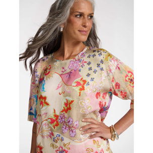 Elena Mirò - Blusa stampata in twill di viscosa - Rosso