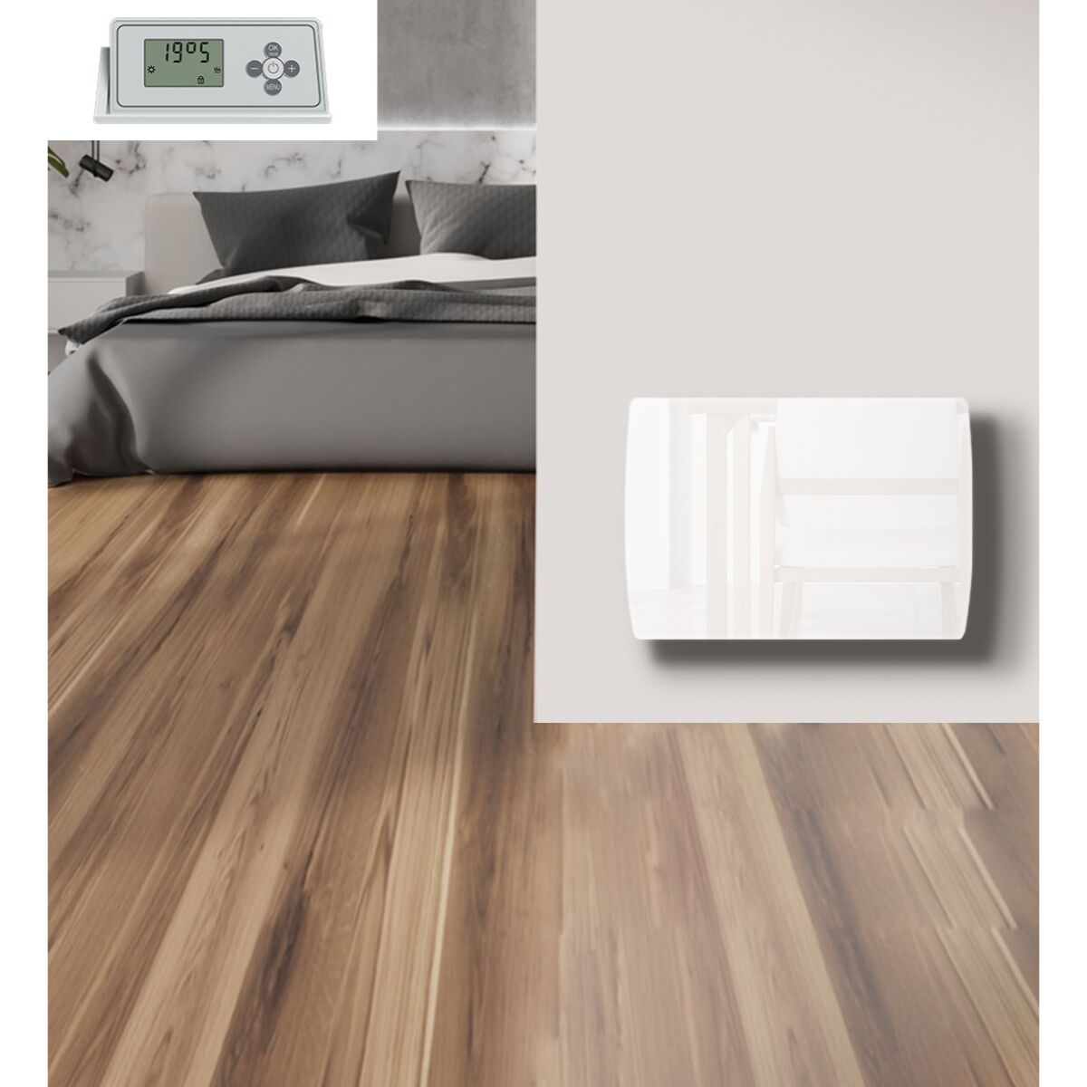 Radiateur inertie fonte en VERRE Blanc 1000w
