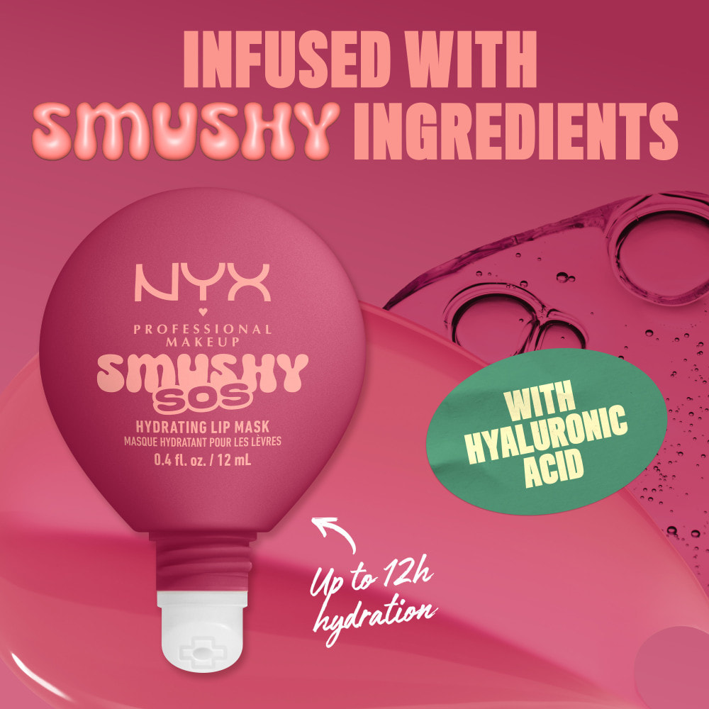 NYX Professional Makeup Smushy SOS Soin lèvres 2-en-1 Baume Jour & Masque Nuit ROSE RECHARGE