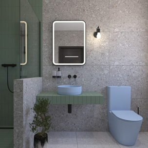 Infinitio WC à poser complet en céramique avec abattant SoftClose, bleu mat (SATINF031VPSNDBLM)