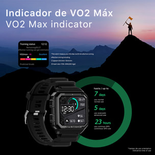 Smartwatch Alpha Pro con GPS, monitor cardiaco. Varios modos deportivos, notificaciones de apps.