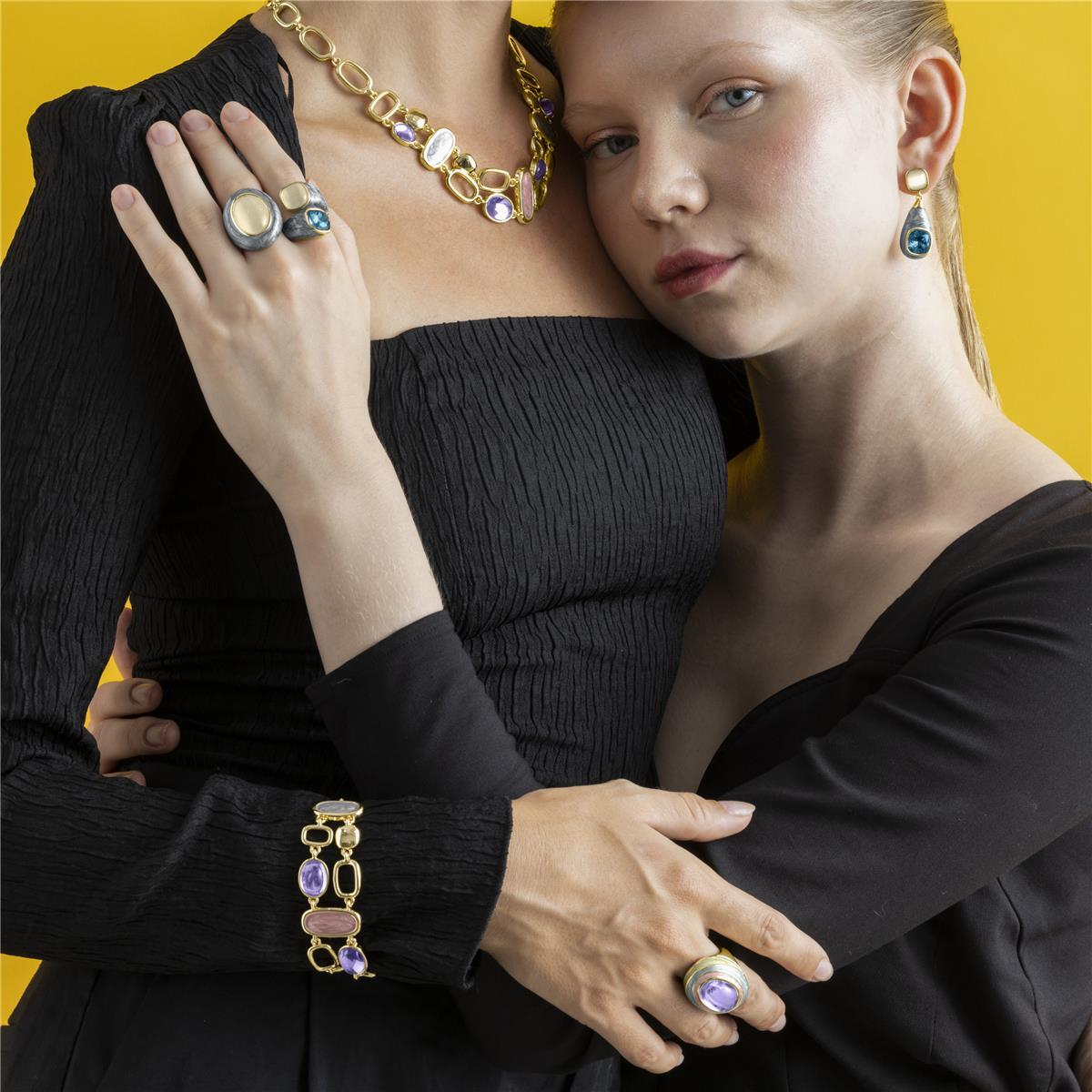 Pulsera con Lacado Multicolor acabado oro 18k