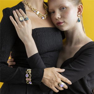 Pulsera con Lacado Multicolor acabado oro 18k