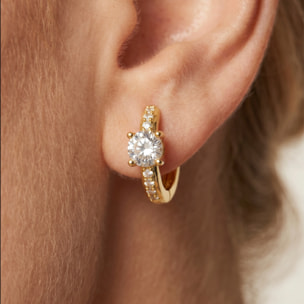 Pendientes de Circonita Brillante acabado en oro amarillo de 18k