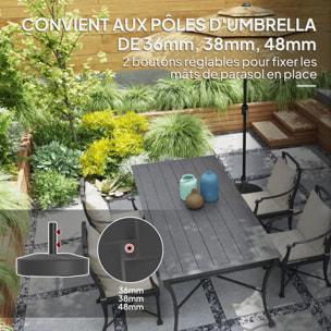 Pied de parasol rond mât dia. 36-48 mm - 56 x 56 x 40 cm - noir