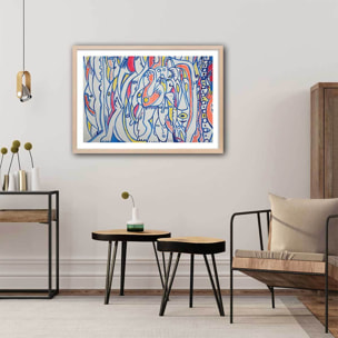 Affiche reproduction abstraite ""défilé"" Affiche + cadre en bois - Chêne