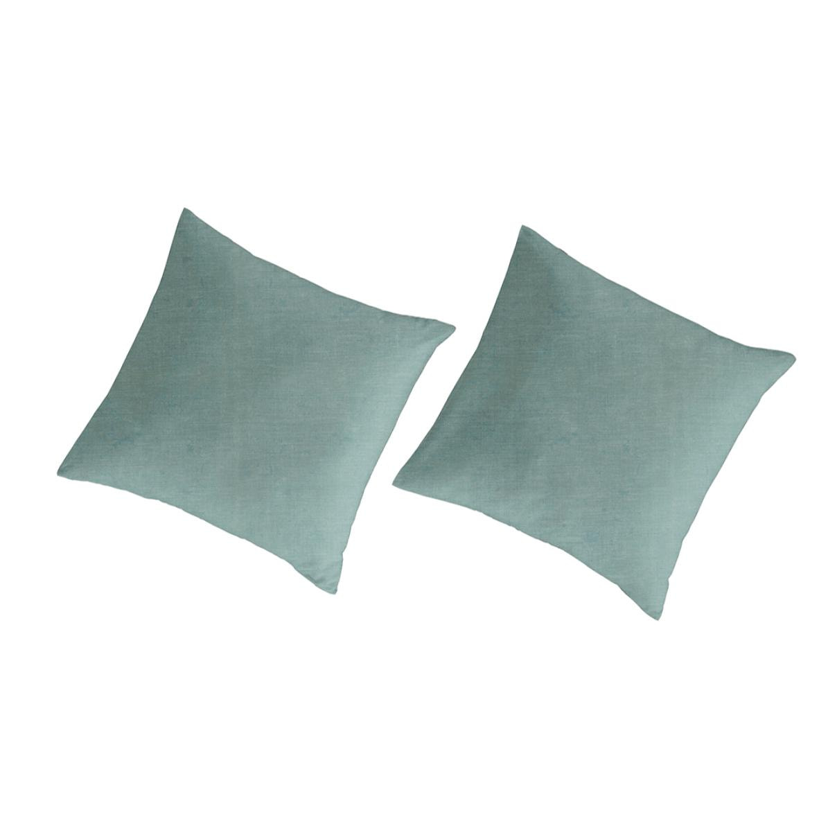 2 taies d'oreiller en lin/coton organic UNI - vert clair