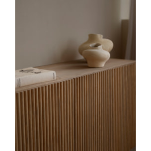 Buffet en bois de sapin et pin en ton chêne foncé 152x42cm Hauteur: 71 Longueur: 152 Largeur: 42