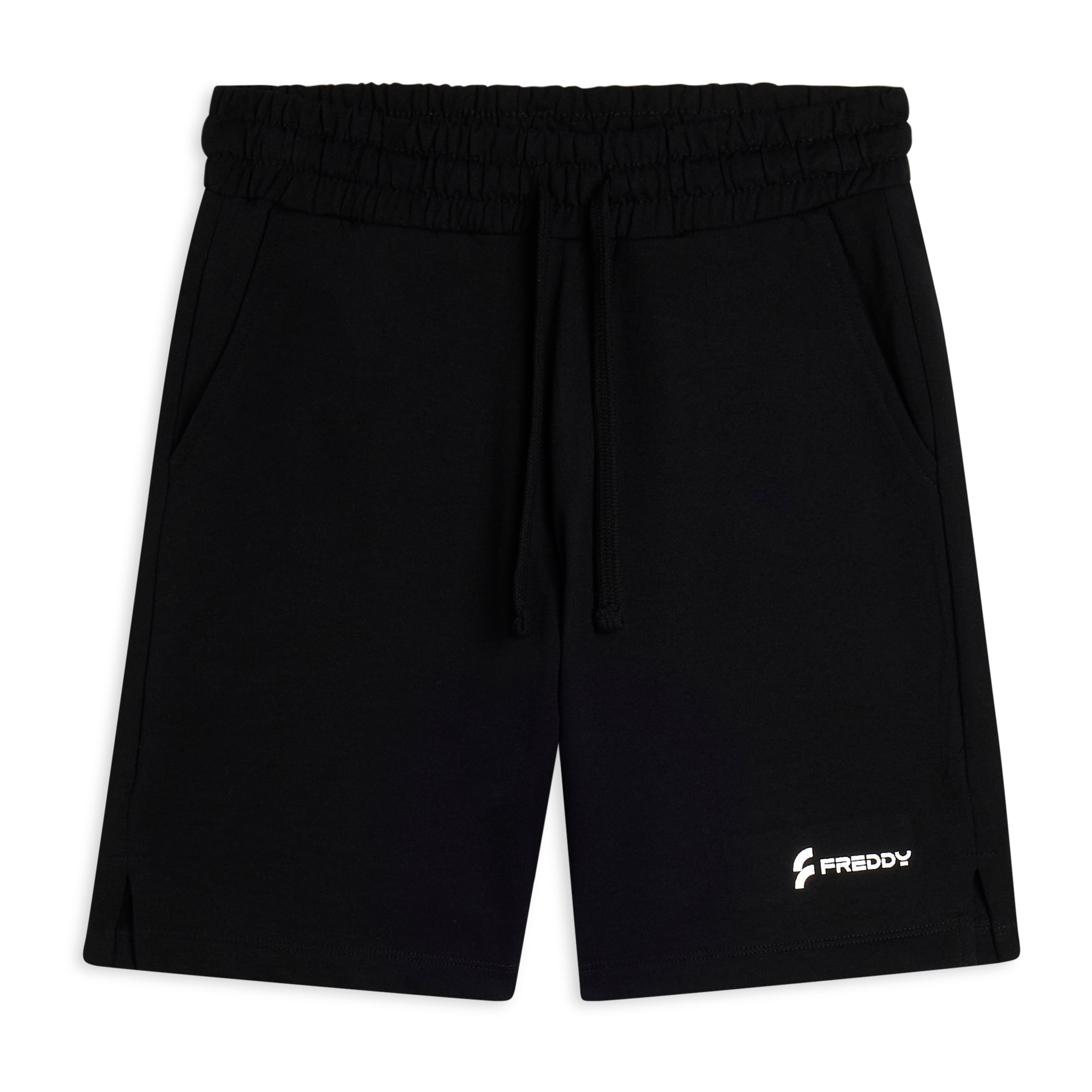 Pantaloncini neri regular fit con spacchi laterali