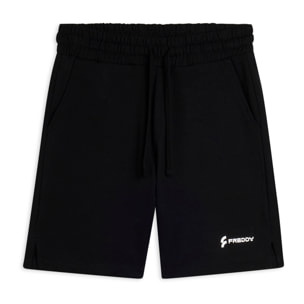 Pantaloncini neri regular fit con spacchi laterali