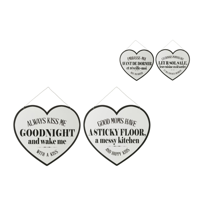 J-Line pancarte Textes Anglais/Francais - métal - blanc/noir - 2 pièces