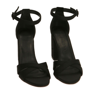 Sandalias de lycra negras, tacón de 9 cm