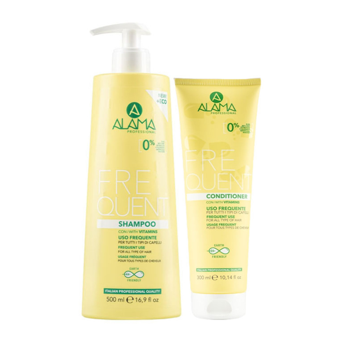 Kit profesional ALAMA: Champú de uso frecuente 500 ml + Acondicionador 300 ml