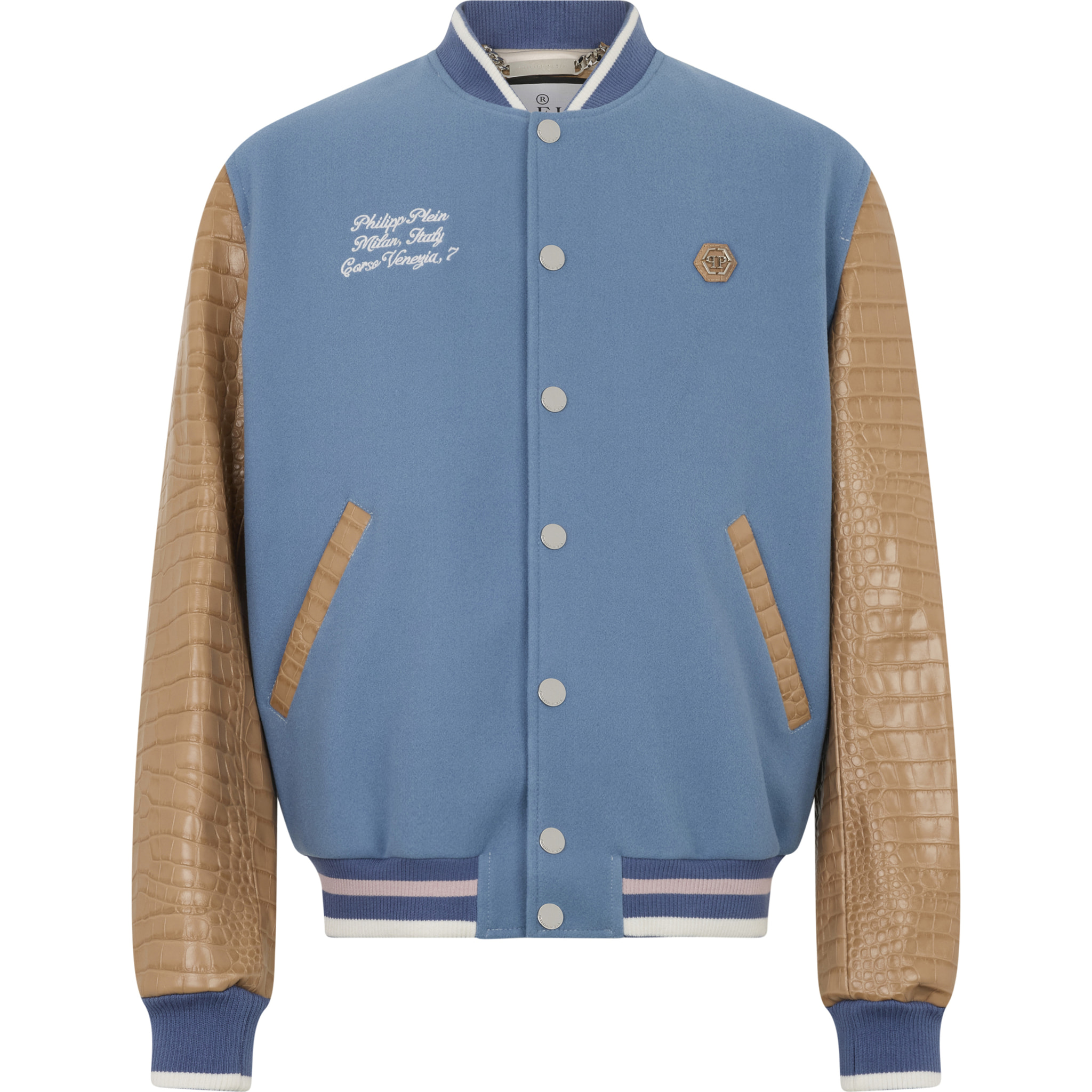 PHILIPP PLEIN Varsity Bomber Cocco Sleeves Milan