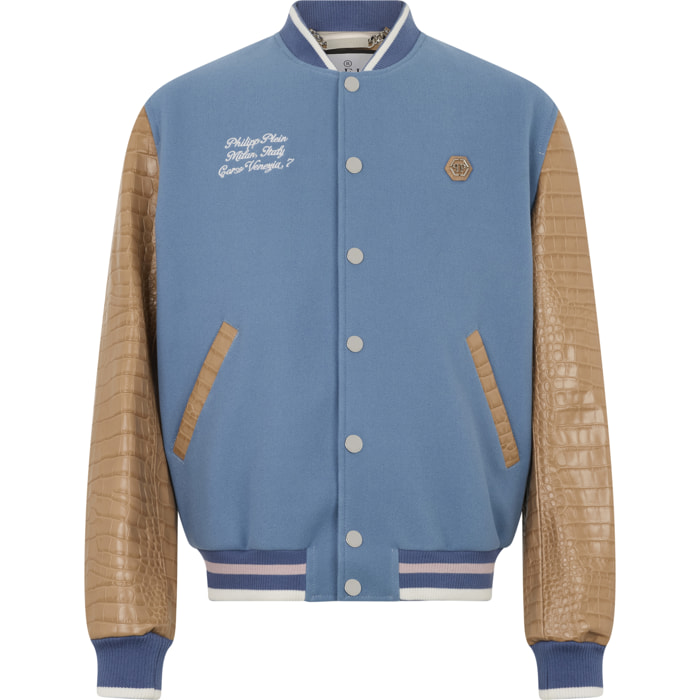 PHILIPP PLEIN Varsity Bomber Cocco Sleeves Milan