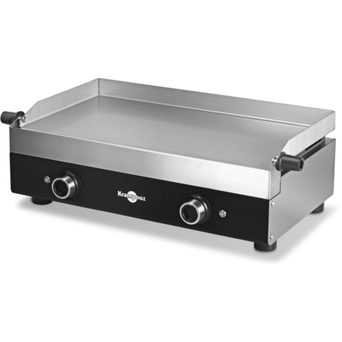 Plancha électrique KRAMPOUZ PFSR2AA-KR Noire Inox 2 brûleurs à poser, 64x33 cm
