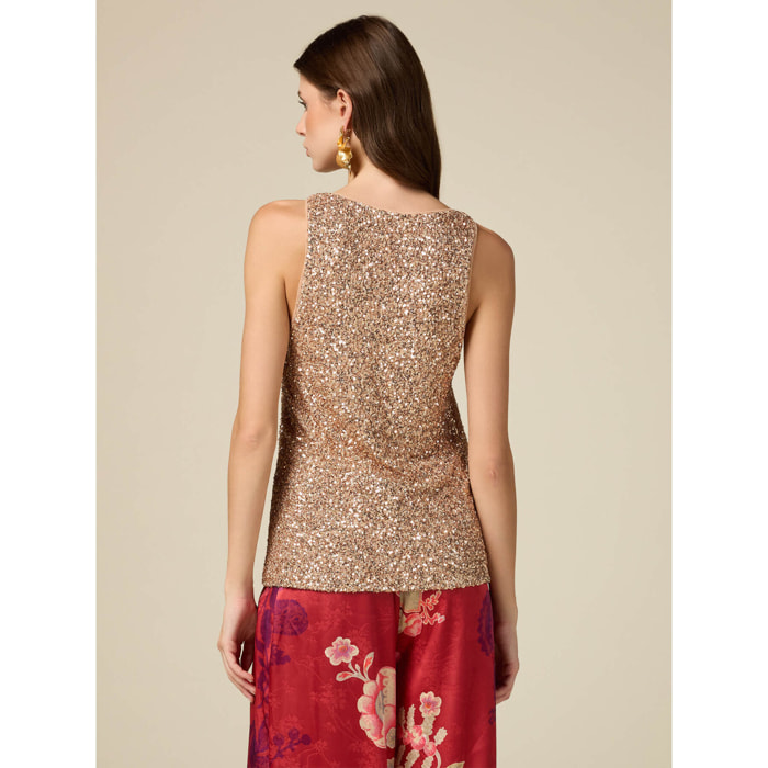 Oltre - Top full paillettes - Oro