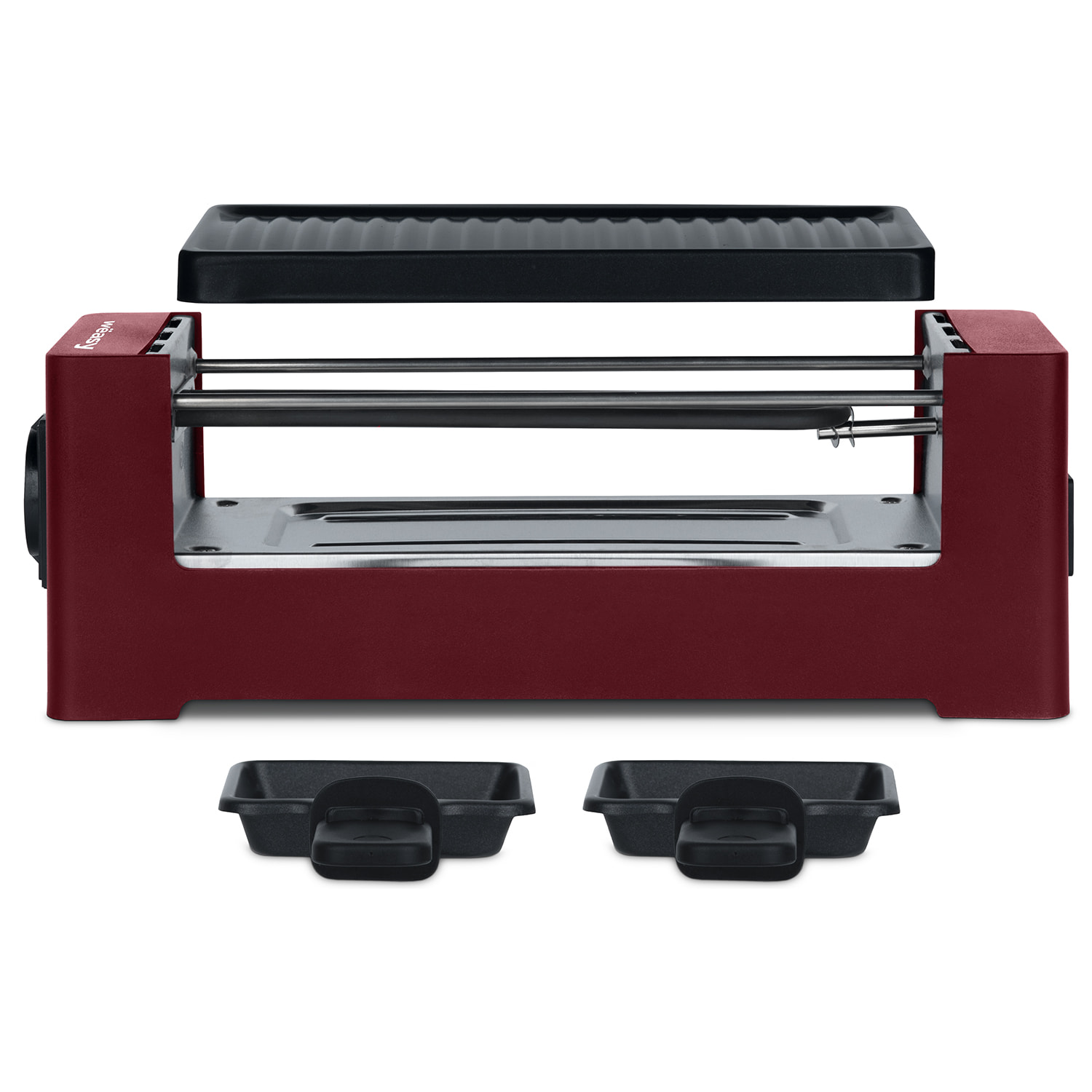 Raclette 2 Personas 2 en 1, Grill Roja Antiadherente, 400 W.