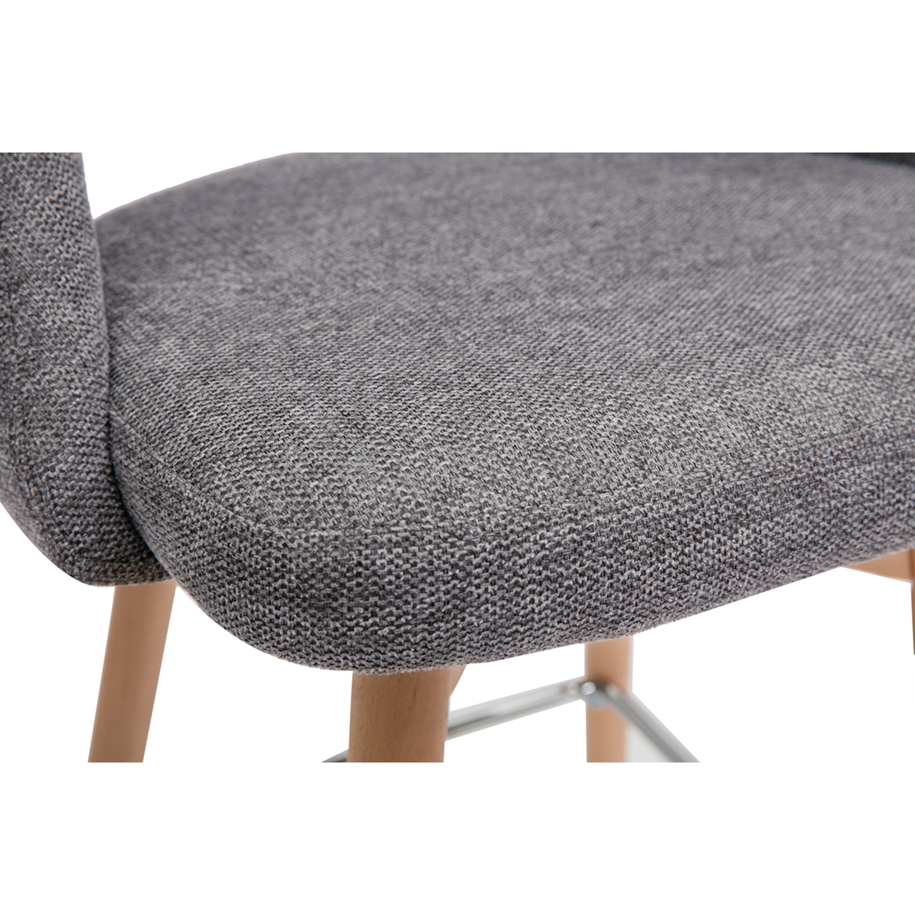 Tabourets de bar scandinaves tissu effet velours texturé gris et hévéa massif 65 cm (lot de 2) COSETTE