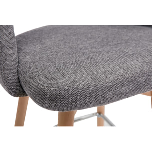 Tabourets de bar scandinaves tissu effet velours texturé gris et hévéa massif 65 cm (lot de 2) COSETTE