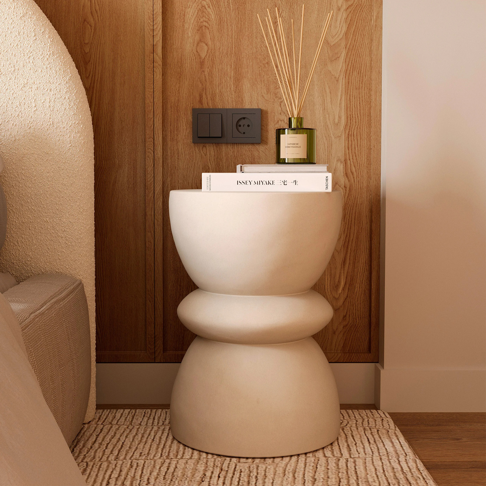 Table d'appoint ronde en béton blanc D35 cm - Maupiti