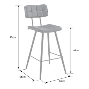 Lot de 2 tabourets de bar en simili noir FERNAND