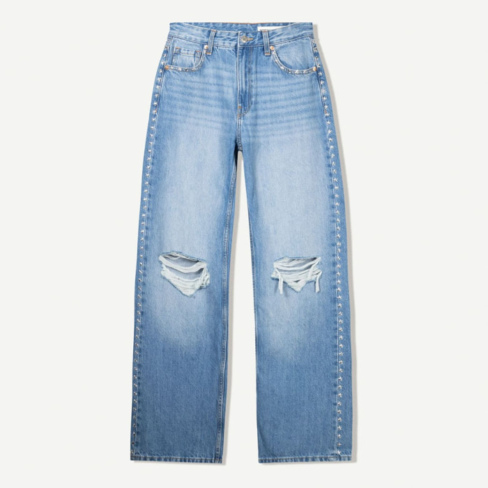 Jeans - corte ancho - 100% algodón - azul denim