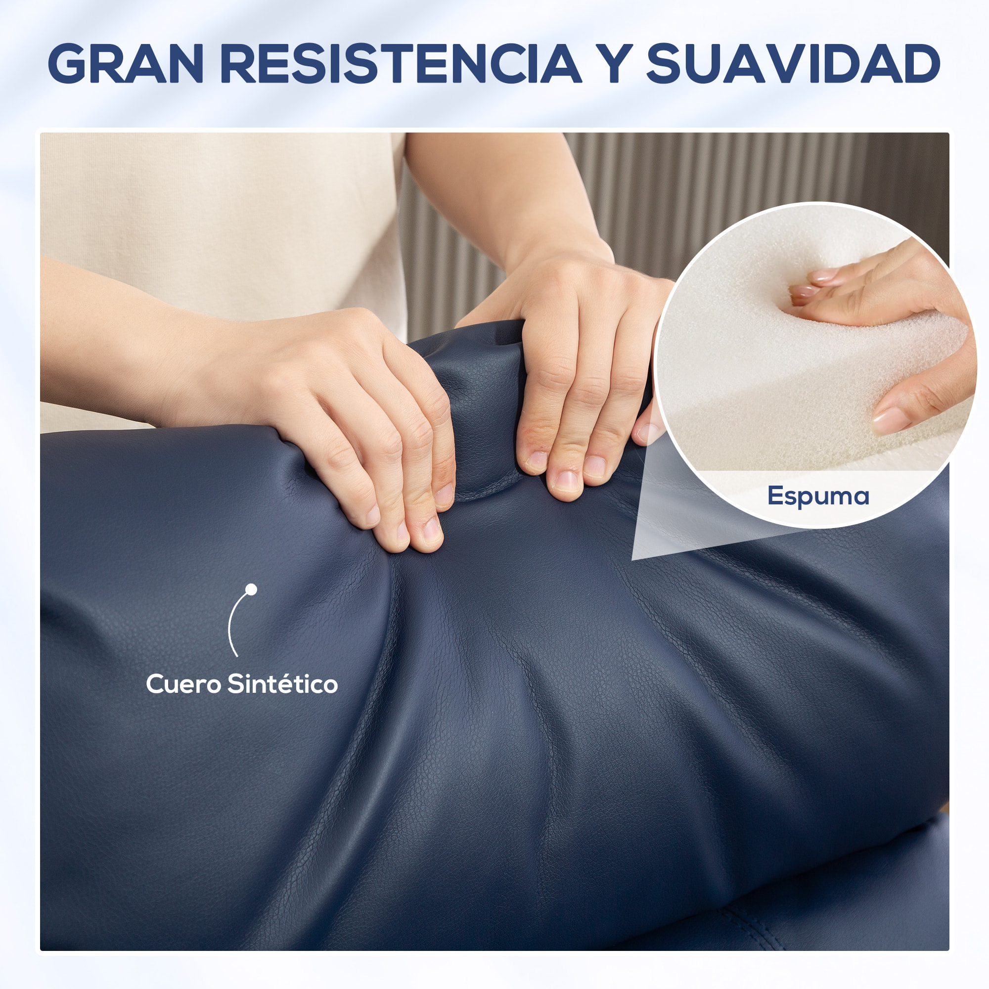 Sillón de Masaje Sillón Relax Reclinable con Mando a Distancia 2 Zonas de Masaje 8 Programas 5 Niveles de Intensidad 1 Bolsillo Lateral y Temporizador Tapizado en PU 68x88x98 cm Azul Oscuro