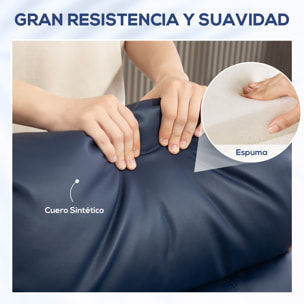 Sillón de Masaje Sillón Relax Reclinable con Mando a Distancia 2 Zonas de Masaje 8 Programas 5 Niveles de Intensidad 1 Bolsillo Lateral y Temporizador Tapizado en PU 68x88x98 cm Azul Oscuro