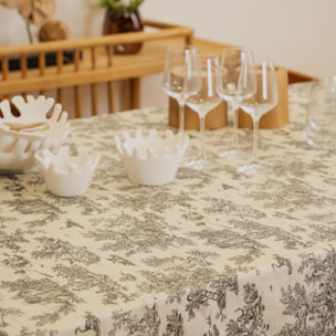 Nappe toile de Jouy rectangulaire plastifiée - Gris Foncé