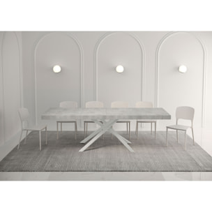 Table extensible 90x140/244 cm Karida Premium gris béton pieds blanc