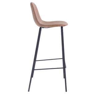 Lot de 2 chaises de bar 75 cm en cuir synthétique taupe - Henrik