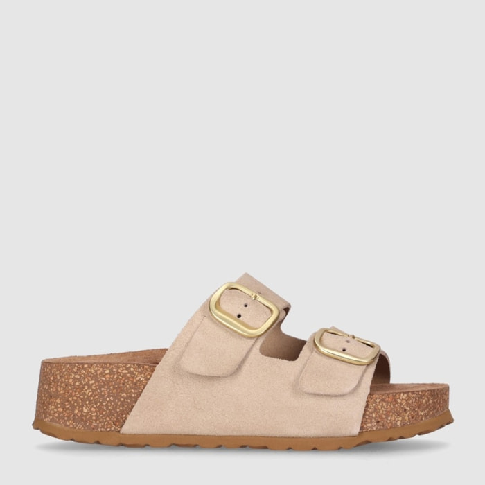 Sandalias de Serraje - Arena - Tacón: 4 cm