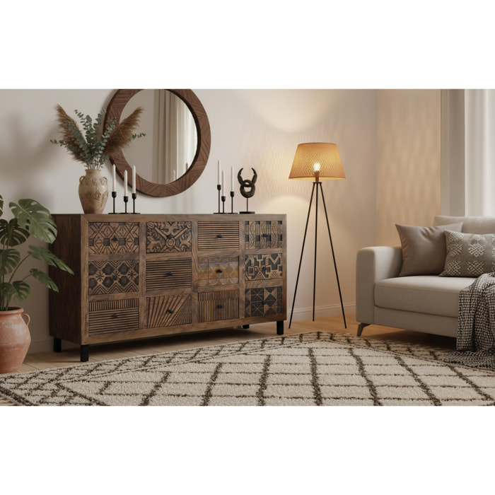 Aparador de Madera de Mango Estilo Étnico Boho Tallado
