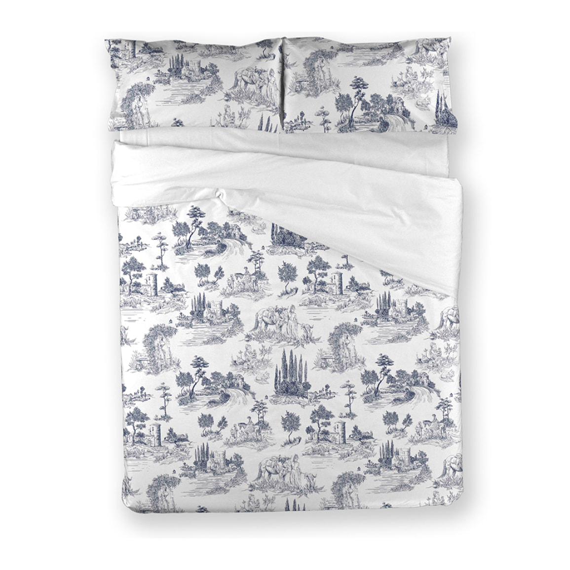 Funda nórdica El Caballo PAISAJE TOILE DE JOUY Azul - 100% algodón -