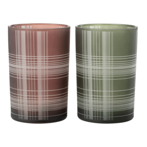 J-Line photophore Carreaux - verre - marron/vert - large - 2 pcs