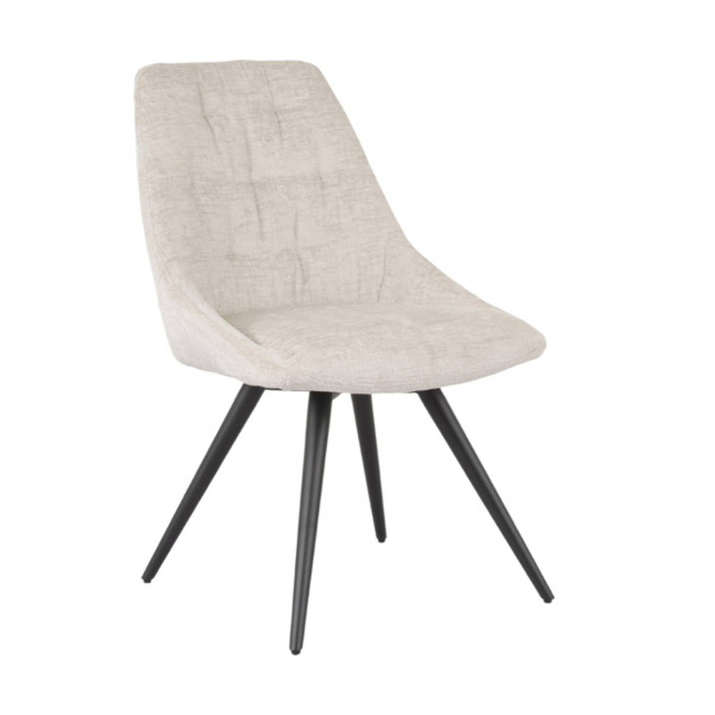 Chaise rotative 180° en tissu doux et pieds en métal noir - TOINOU
