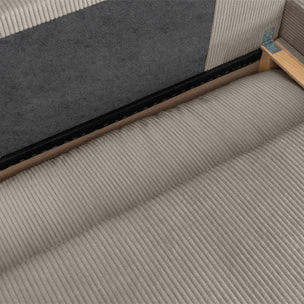 Banquette canapé d'angle droit convertible 3 places velours côtelé avec coffre NELSON