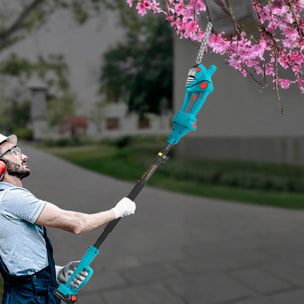 tagliasiepi elettrico con 1350 rpm, 15000mAh e manico allungato di 1,5 m.