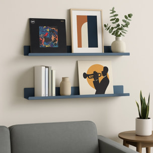 Mensola da parete in metallo 70x13x12cm blu ceruleo - Pop